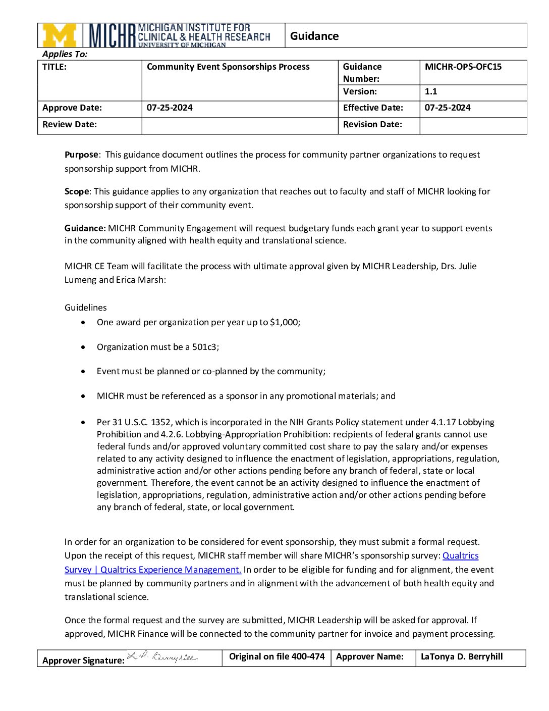 Community Sponsorships Guidance