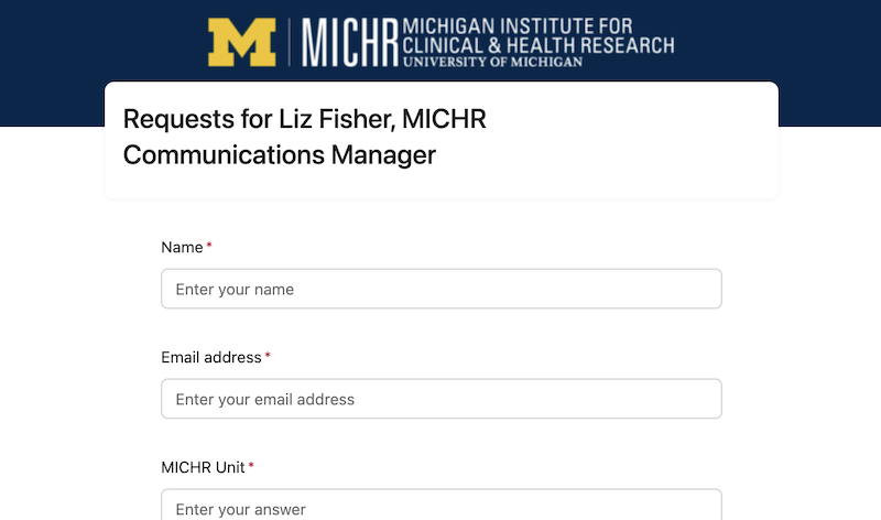 Intake Form for Communications Requests