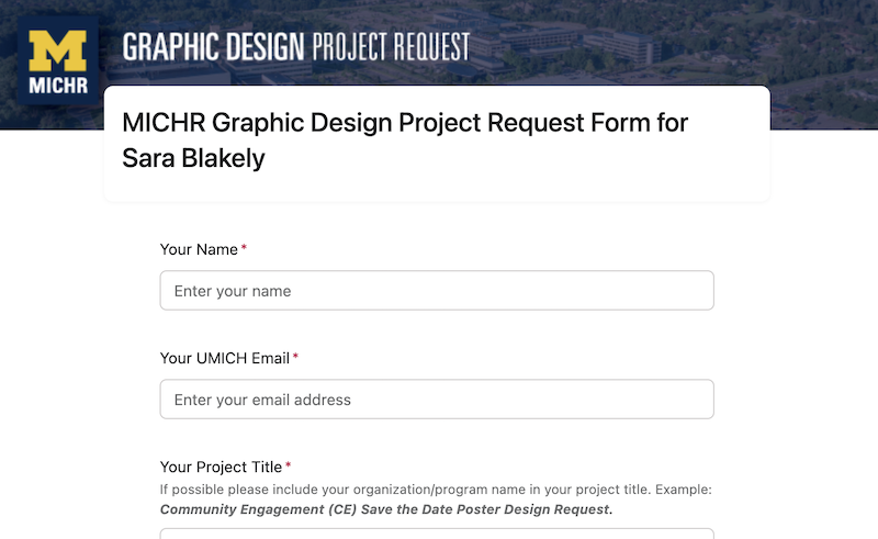 Intake Form for Graphic Design Requests